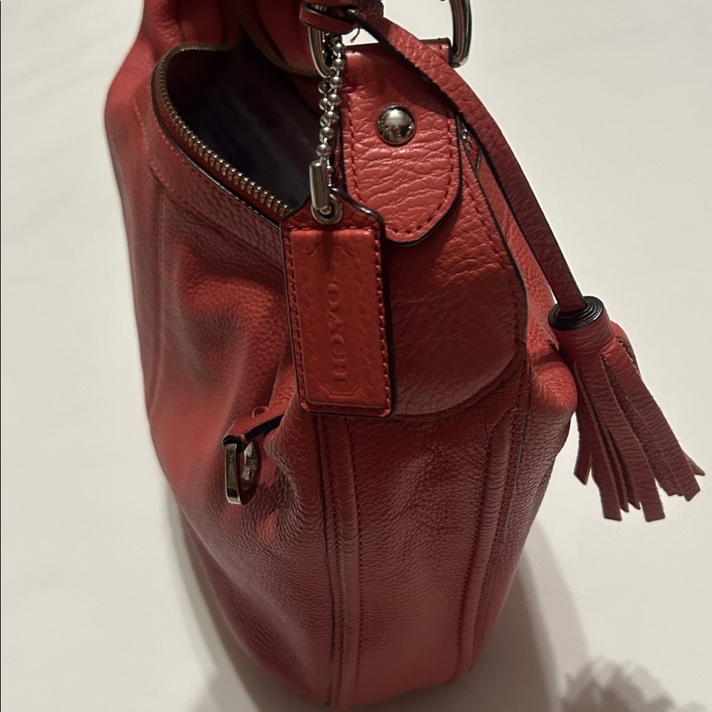Coach Peach Leather Hobo Shoulder Bag - Picture 3 of 12